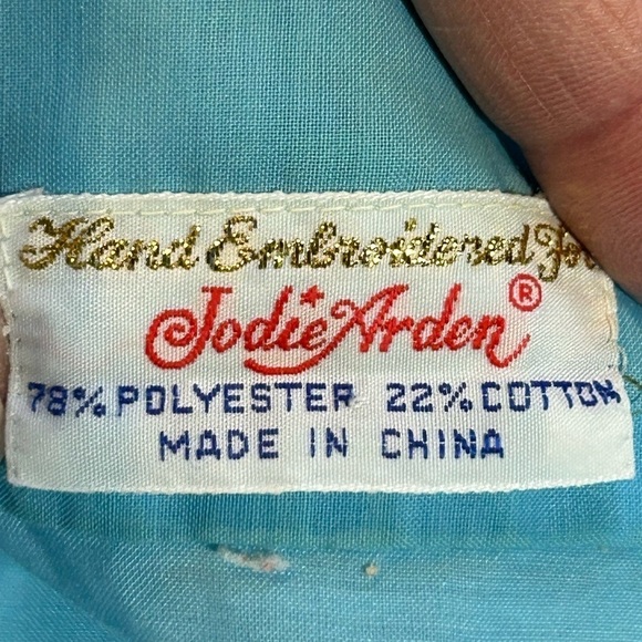 Vintage Hand Embroidered for Jodie Arden Kimono Style Short Robe Blue Size S/M - Picture 11 of 12